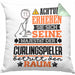 Curlingspieler Geschenk Kissen mit Füllung 40x40 Lustiger Spruch Erheben Sie Sich Der Curlingspieler Betritt den Raum (Grau) Grün Trendation