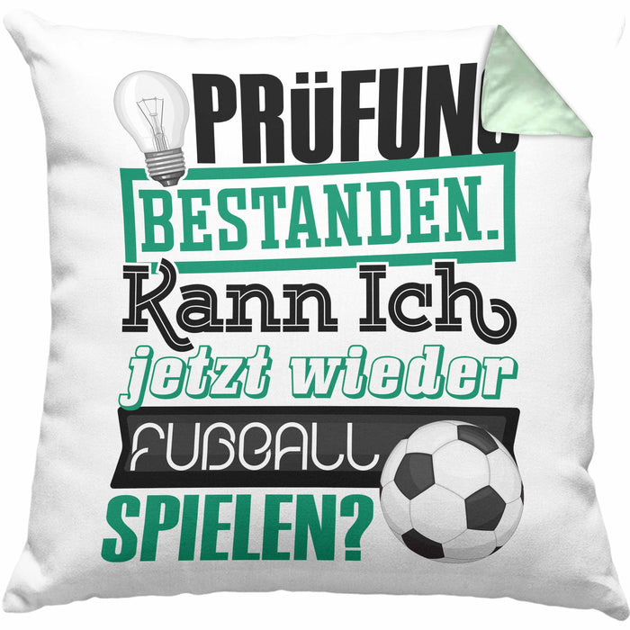 Bachelor Master Prüfung Bestanden Geschenk Kissen mit Füllung 40x40 Studium Prüfung Bestanden Kann Ich Jetzt Wieder Fußball Spielen Fußballer Geschenkidee (Grau) Grün Trendation