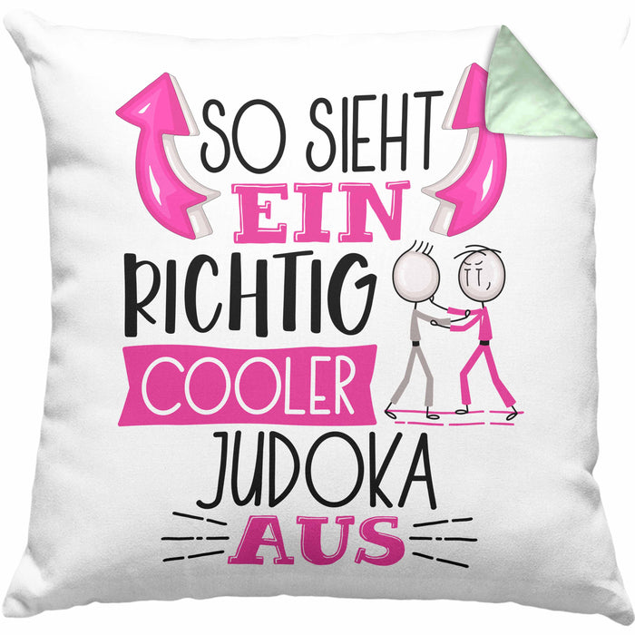 Judoka Kissen mit Füllung 40x40 Geschenk So Sieht Ein Richtig Cooler Judoka Aus Geschenkidee Spruch Lustig (Grau) Grün Trendation