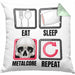 Eat Sleep Metalcore Repeat Kissen mit Füllung 40x40 Geschenk Musik Metal Heavy Kopf (Grau) Grün Trendation