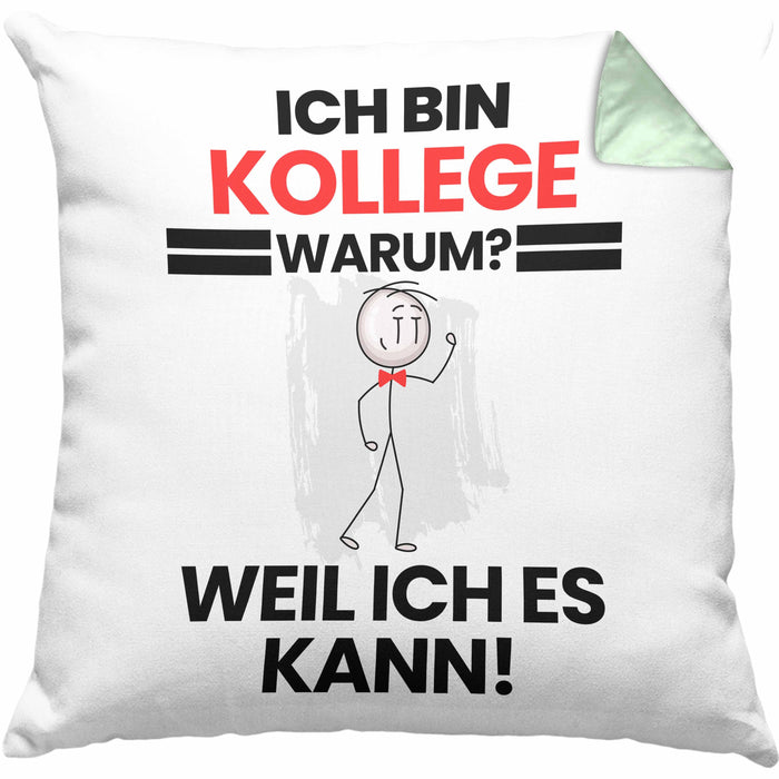 Kollege Geschenk Kissen mit Füllung 40x40 Lustiger Spruch Ich Bin Kollege Warum Weil Ich Es Kann Geschenkidee Bester Kollege Geburtstag (Grau) Grün Trendation