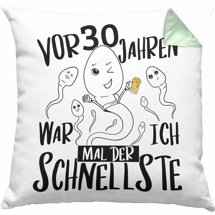 30er Geburtstag Kissen mit Füllung 40x40 Geschenk Mann Männer vor 30 Jahren War Ich Mal Der Schnellste (Grau) Grün Trendation