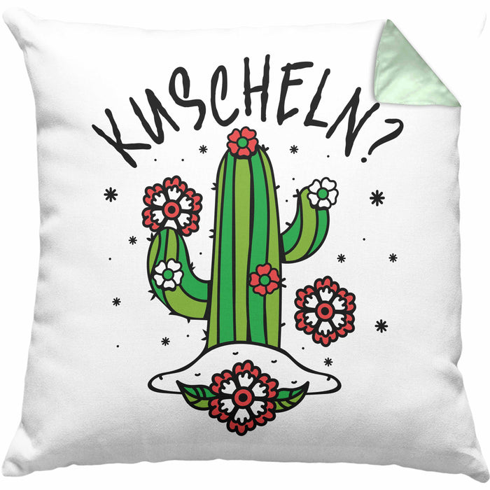 Kaktus Kissen mit Füllung 40x40 Geschenk Kuscheln Sarkasmus Humor Geschenkidee Kaktus-Liebhaber Frauen (Grau) Grün Trendation