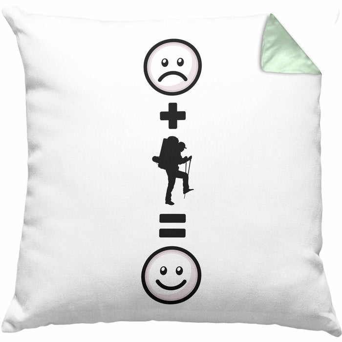 Wandern Kissen mit Füllung 40x40 Geschenk für Wandern Berge :( + Wandern = :) Lustige Geschenkidee Geburtstag (Grau) Grün Trendation