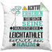 Leichtathlet Geschenk Kissen mit Füllung 40x40 Lustiger Spruch Erheben Sie Sich Der Leichtathlet Betritt den Raum (Grau) Grün Trendation