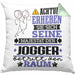 Jogger Geschenk Kissen mit Füllung 40x40 Lustiger Spruch Erheben Sie Sich Der Jogger Betritt den Raum (Grau) Grün Trendation