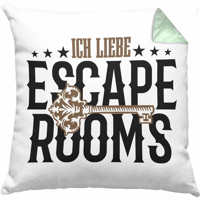 Escape Room Lustige Kissen mit Füllung 40x40 Escape Room Fans Geschenkidee (Grau) Grün Trendation