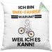 BMX-Fahrer Geschenk Kissen mit Füllung 40x40 Lustiger Spruch Ich Bin BMX-Fahrer Warum Weil Ich Es Kann Geschenkidee Bester BMX-Fahrer Geburtstag (Grau) Grün Trendation
