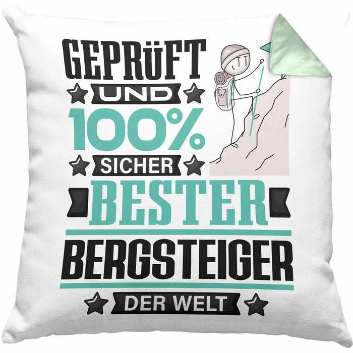 Bergsteiger Geschenk Lustiger Spruch für Bergsteiger Geschenkidee Bester Bergsteiger Der WeltKissen mit Füllung 40x40 (Grau) Grün Trendation