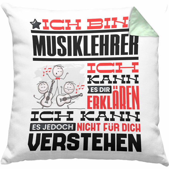 Musiklehrer Geschenk Kissen mit Füllung 40x40 Geschenkidee für Musiklehrer Geburtstag Lustig Ich Bin Musiklehrer Ich Kann Es Dir Erklären Aber Nicht Für Dich Verstehen (Grau) Grün Trendation