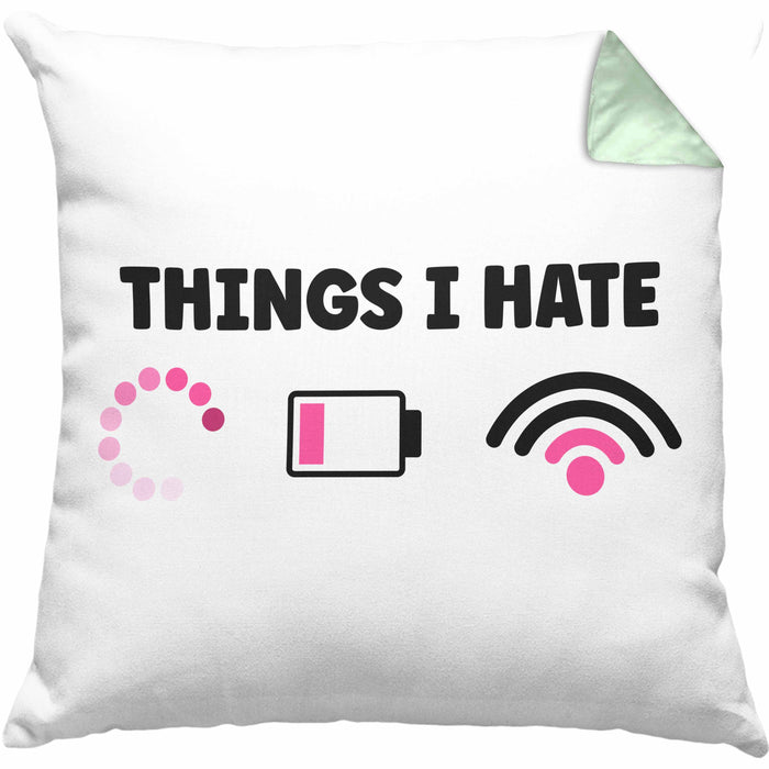 Lustige Programmiererin Computer Gaming Geschenk Kissen mit Füllung 40x40 Things I Hate Geschenkidee (Grau) Grün Trendation
