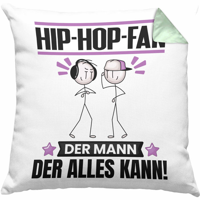 Hip-Hop-Fan Kissen mit Füllung 40x40 Geschenk für Hip-Hop-Fan Der Mann Der Alles Kann Geschenkidee zum Geburtstag (Grau) Grün Trendation