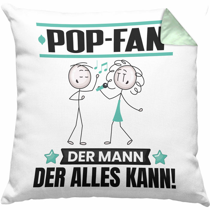 Pop-Fan Kissen mit Füllung 40x40 Geschenk für Pop-Fan Der Mann Der Alles Kann Geschenkidee zum Geburtstag (Grau) Grün Trendation