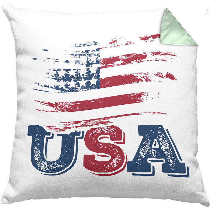 USA Flagge Kissen mit Füllung 40x40 Geschenk Amerika Geschenkidee Auslandjahr Vereinigte Staaten Von Amerika (Grau) Grün Trendation