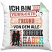 Freund Kissen mit Füllung 40x40 Geschenk Spruch Lustig Geschenkidee für Freund Geburtstag Ich Bin Der Verrückte Freund Beste Freund (Grau) Grün Trendation