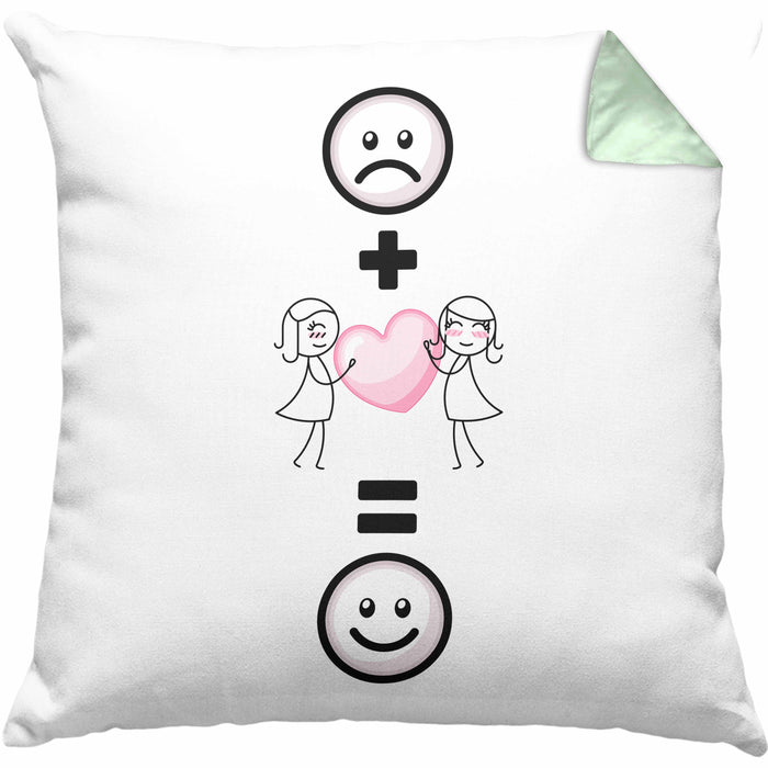 Beste Freundin Lesbisch Kissen mit Füllung 40x40 Geschenk für BFF Beste Freundinnen Lustige Geschenkidee :( + Beste Freundin Lesbisch = :) Geburtstag (Grau) Grün Trendation