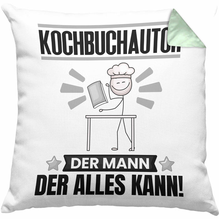 Kochbuchautor Kissen mit Füllung 40x40 Geschenk für Kochbuchautor Der Mann Der Alles Kann Geschenkidee zum Geburtstag (Grau) Grün Trendation