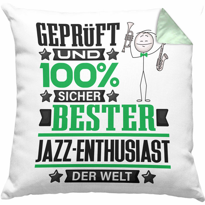 Jazz-Enthusiast Geschenk Lustiger Spruch für Jazz-Enthusiast Geschenkidee Bester Jazz-Enthusiast Der WeltKissen mit Füllung 40x40 (Grau) Grün Trendation