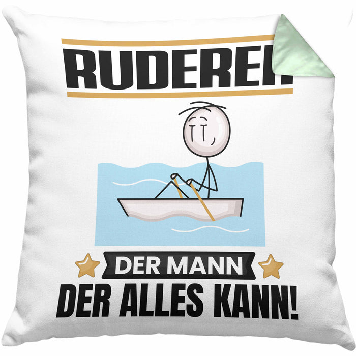 Ruderer Kissen mit Füllung 40x40 Geschenk für Ruderer Der Mann Der Alles Kann Geschenkidee zum Geburtstag (Grau) Grün Trendation