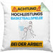 Basketballspieler Kissen mit Füllung 40x40 Geschenk Lustiger Spruch Geschenkidee für Basketballspieler Achtung Hochleistungs Basketballspieler Bei Der Arbeit (Grau) Grün Trendation
