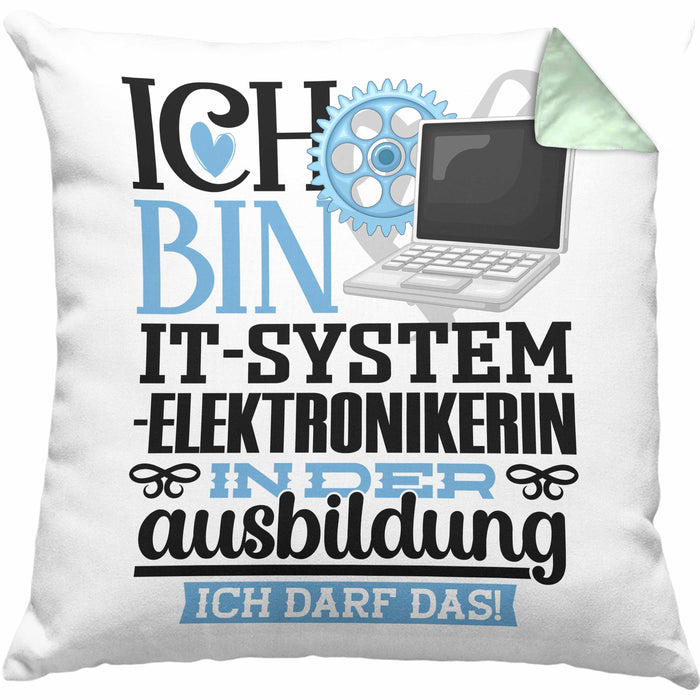 IT-Systemelektronikerin Ausbildung Start Geschenk Kissen mit Füllung 40x40 Ich Bin IT-Systemelektronikerin In Der Ausbildung Ich Darf Das Geschenkidee (Grau) Grün Trendation