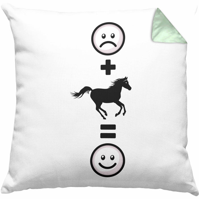 Pferde Kissen mit Füllung 40x40 Geschenk für Reiterin Pferdesport :( + Pferde = :) Lustige Geschenkidee Geburtstag (Grau) Grün Trendation