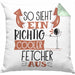 Fetcher Kissen mit Füllung 40x40 Geschenk So Sieht Ein Richtig Cooler Fetcher Aus Geschenkidee Spruch Lustig (Grau) Grün Trendation