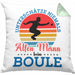 Boule Kissen mit Füllung 40x40 für Boule-Spieler als Geschenkidee Spruch Unterschätze Niemals Einen Alten Mann Beim Boule (Grau) Grün Trendation
