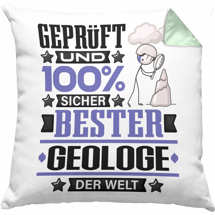 Geologe Geschenk Lustiger Spruch für Geologe Geschenkidee Bester Geologe Der WeltKissen mit Füllung 40x40 (Grau) Grün Trendation