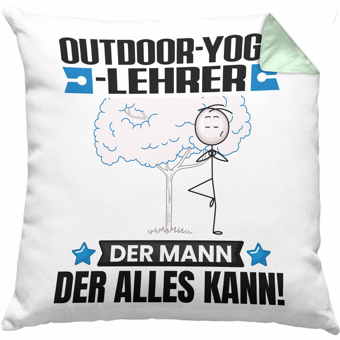 Outdoor-Yoga-Lehrer Kissen mit Füllung 40x40 Geschenk für Outdoor-Yoga-Lehrer Der Mann Der Alles Kann Geschenkidee zum Geburtstag (Grau) Grün Trendation
