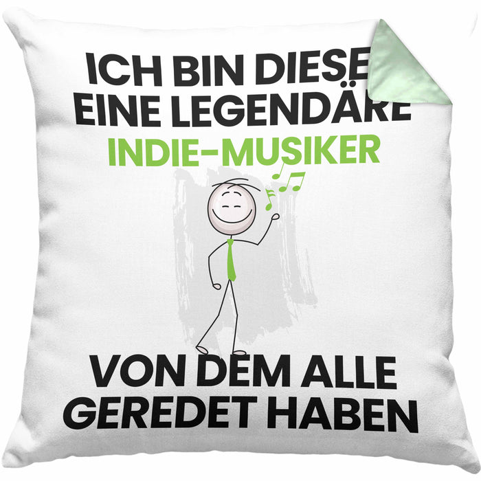Indie-Musiker Geschenk Kissen mit Füllung 40x40 Lustige Geschenkidee Geburtstag für Indie-Musiker Ich Bin Dieser Legendäre Indie-Musiker Von Dem Alle Geredet Haben (Grau) Grün Trendation
