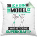 Model Kissen mit Füllung 40x40 Geschenk für Model Geburtstag Lustiger Spruch Was Ist Deine Superkraft (Grau) Grün Trendation