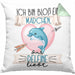 Delfine Kissen mit Füllung 40x40 Geschenk Frauen Ich Bin Bloß Ein Mädchen Das Delfine Liebt Delfine-Liebhaberin Geschenk Spruch Geburtstag (Grau) Grün Trendation
