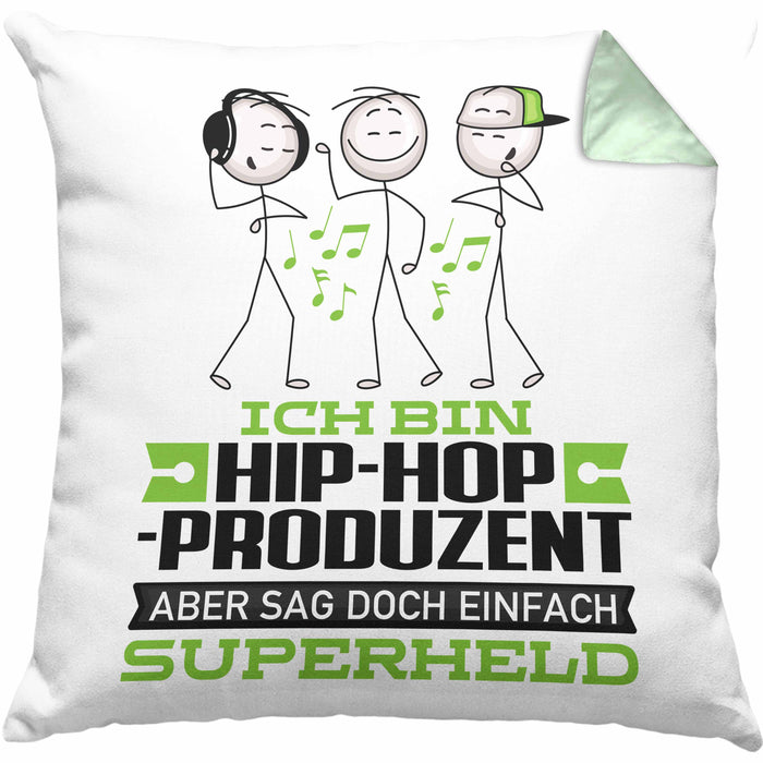Hip-Hop-Produzent Geschenk Kissen mit Füllung 40x40 Ich Bin Hip-Hop-Produzent Aber Sag Doch Einfach Superheld Lustige Geschenkdiee für Hip-Hop-Produzent (Grau) Grün Trendation