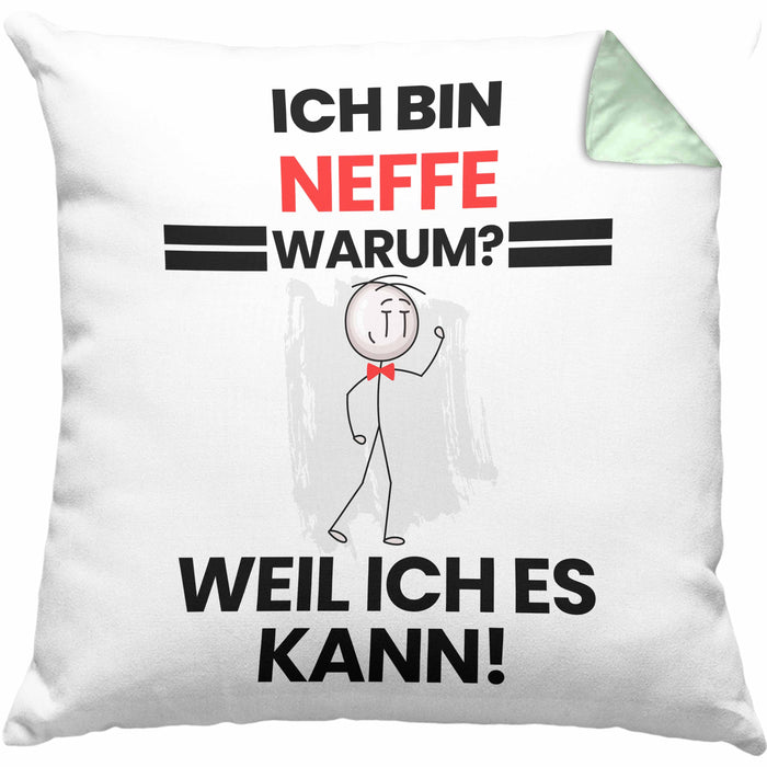 Neffe Geschenk Kissen mit Füllung 40x40 Lustiger Spruch Ich Bin Neffe Warum Weil Ich Es Kann Geschenkidee Bester Neffe Geburtstag (Grau) Grün Trendation