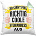 Stewardess Kissen mit Füllung 40x40 Geschenk für Stewardessin Lustiger Spruch Lustig Flugbegleiterin Sprüche (Grau) Grün Trendation