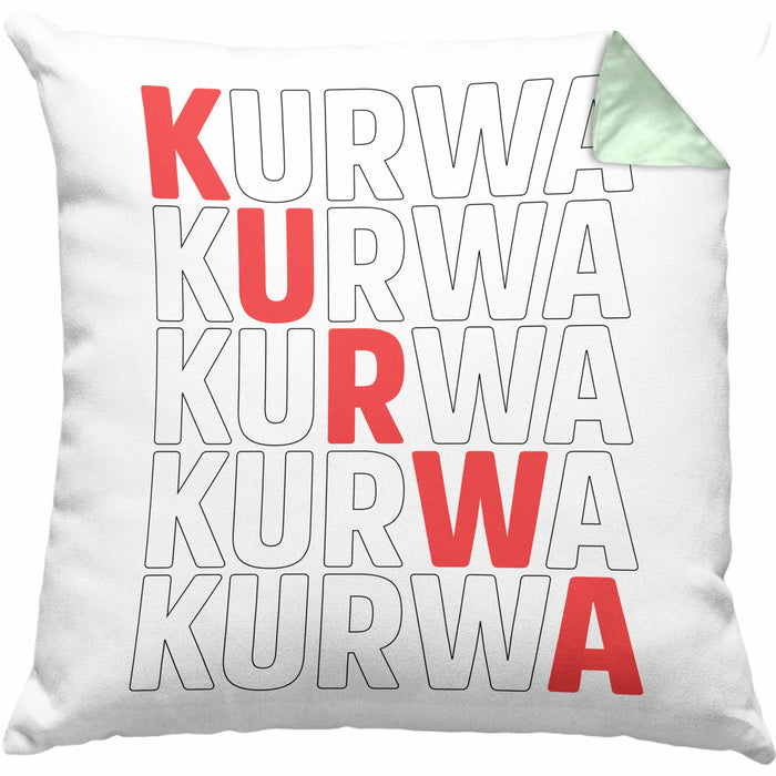 Kurwa Kissen mit Füllung 40x40 Polen Polska (Grau) Grün Trendation