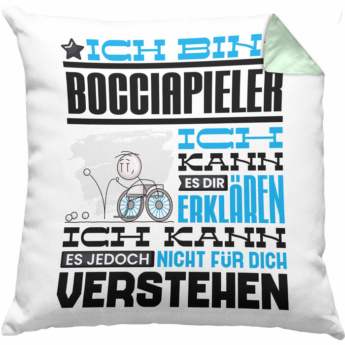 Bocciapieler Geschenk Kaffee-Kissen mit Füllung 40x40 Geschenkidee für Bocciapieler Ich Bin Bocciapieler Ich Kann Es Dir Erklären Jedoch Nicht Für Dich Verstehen Spruch Lustig (Grau) Grün Trendation