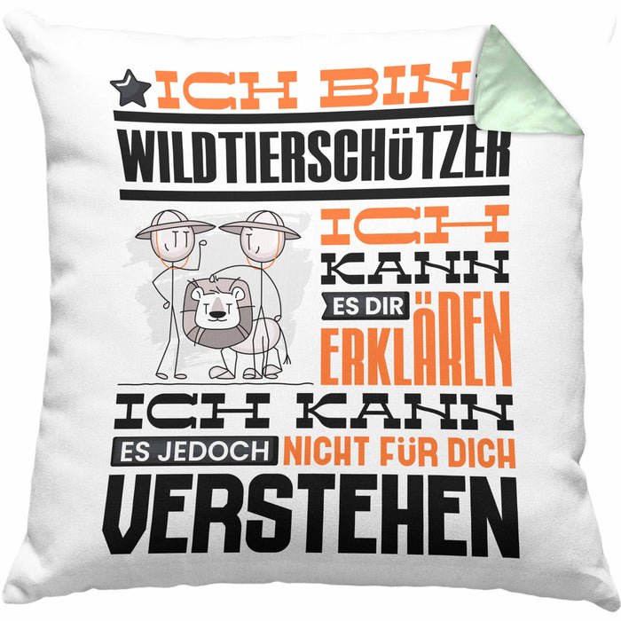 Wildtierschützer Geschenk Kaffee-Kissen mit Füllung 40x40 Geschenkidee für Wildtierschützer Ich Bin Wildtierschützer Ich Kann Es Dir Erklären Jedoch Nicht Für Dich Verstehen Spruch Lustig (Grau) Grün Trendation