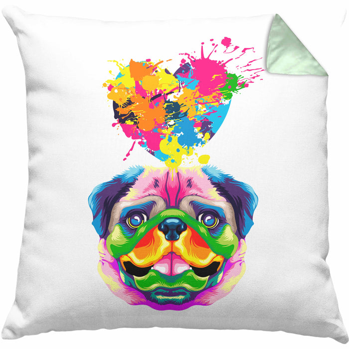 Mops Herz Farbe Besitzer Kissen mit Füllung 40x40 Geschenk Lustiger Spruch Geschenkidee Mops Liebhaber (Grau) Grün Trendation