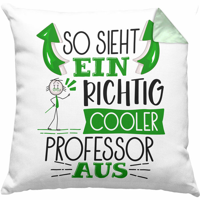 Professor Kissen mit Füllung 40x40 Geschenk So Sieht Ein RIchtig Cooler Professor Aus Geschenkidee Lustiger Spruch Geburtstag (Grau) Grün Trendation