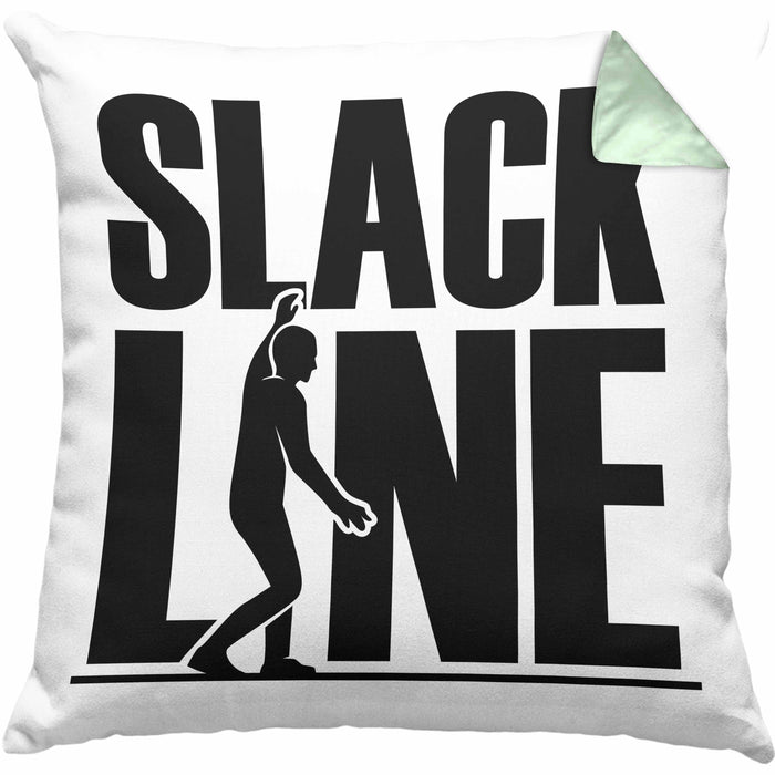 Lustige Kissen mit Füllung 40x40 für Slackliner Geschenk Slackline (Grau) Grün Trendation