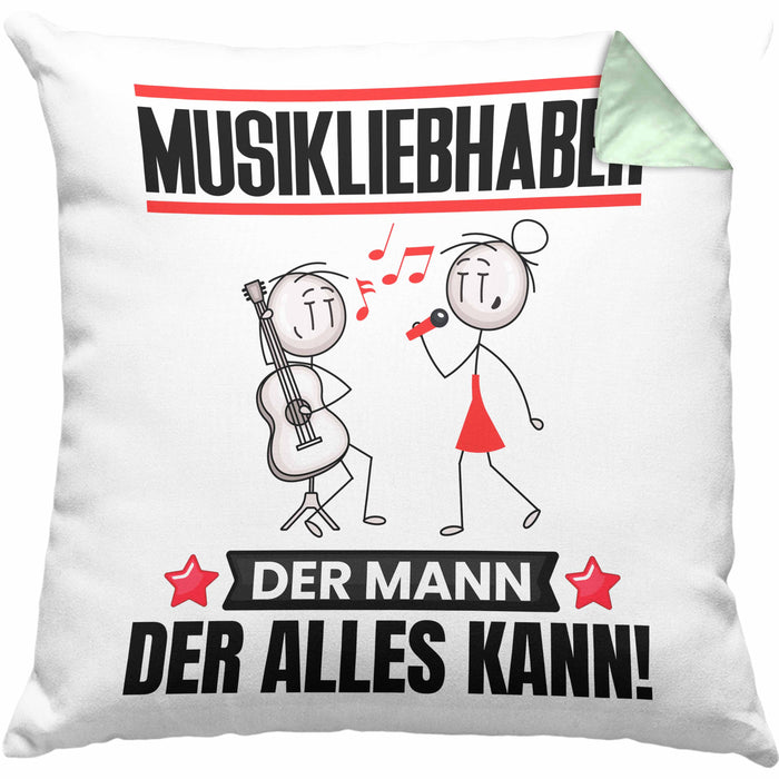 Musikliebhaber Kissen mit Füllung 40x40 Geschenk für Musikliebhaber Der Mann Der Alles Kann Geschenkidee zum Geburtstag (Grau) Grün Trendation