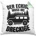 SUV Geschenk Der Eckige Muss Ins Dreckige Geländewagen Geschenkidee Kissen mit Füllung 40x40 (Grau) Grün Trendation