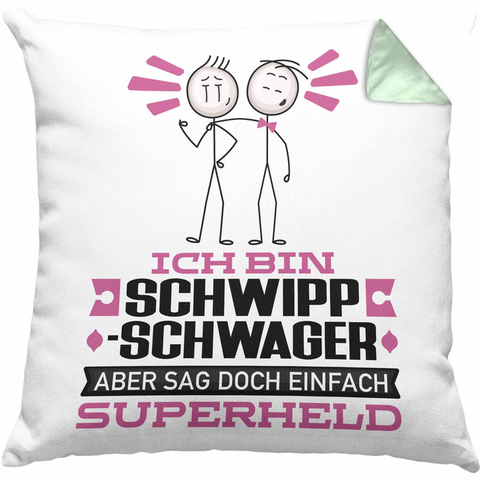 Schwippschwager Geschenk Kissen mit Füllung 40x40 Ich Bin Schwippschwager Aber Sag Doch Einfach Superheld Lustige Geschenkdiee für Schwippschwager (Grau) Grün Trendation