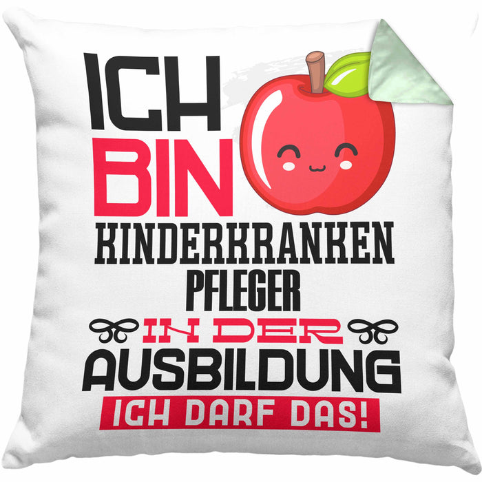 Kinderkrankenpfleger Ausbildung Kissen mit Füllung 40x40 Geschenk Ich Bin Kinderkrankenpfleger In Der Ausbildung Ich Darf Das Geschenkidee Spruch (Grau) Grün Trendation
