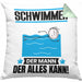 Schwimmer Kissen mit Füllung 40x40 Geschenk für Schwimmer Der Mann Der Alles Kann Geschenkidee zum Geburtstag (Grau) Grün Trendation