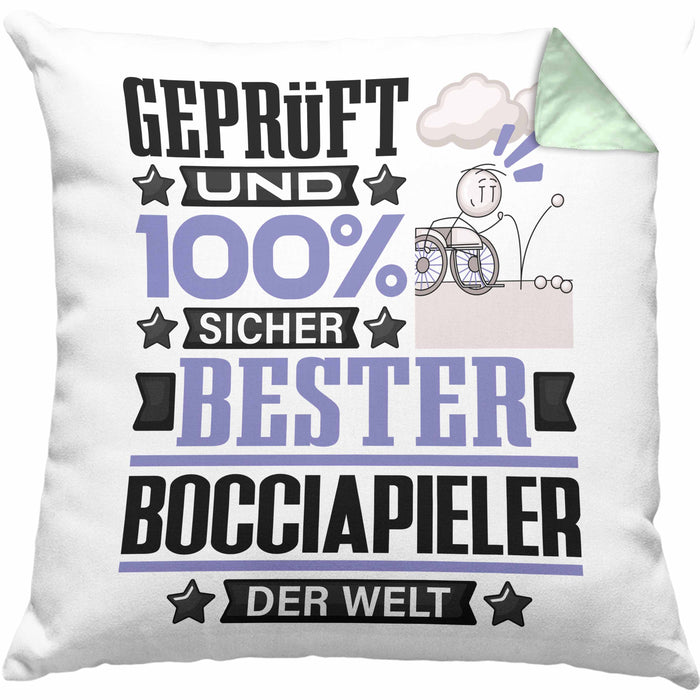 Bocciapieler Geschenk Lustiger Spruch für Bocciapieler Geschenkidee Bester Bocciapieler Der WeltKissen mit Füllung 40x40 (Grau) Grün Trendation