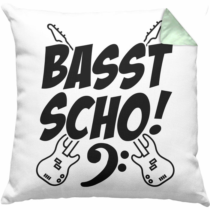 Bassist Kissen mit Füllung 40x40 Geschenk Bass-Spieler Geschenkidee Basst Scho ! (Grau) Grün Trendation