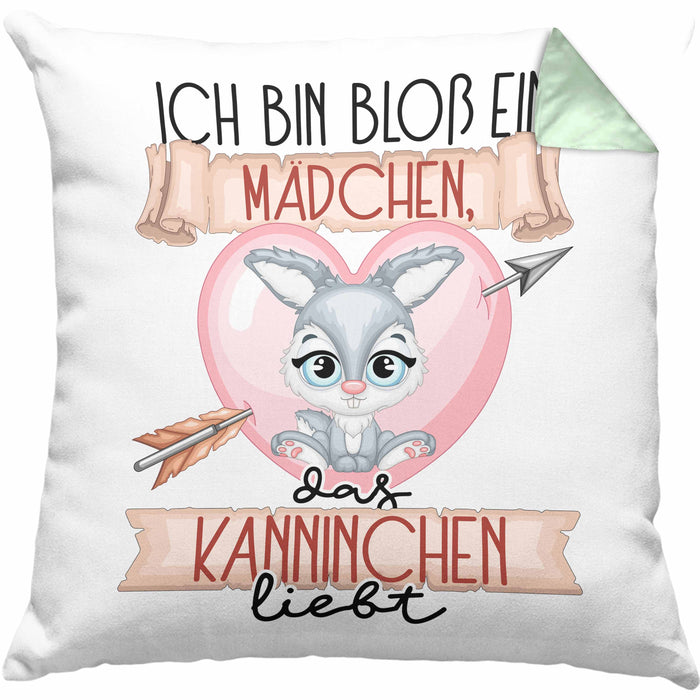 Kaninchen Kissen mit Füllung 40x40 Geschenk Frauen Ich Bin Bloß Ein Mädchen Das Kaninchen Liebt Hasen Kaninchen-Liebhaberin Geschenk Spruch Geburtstag (Grau) Grün Trendation